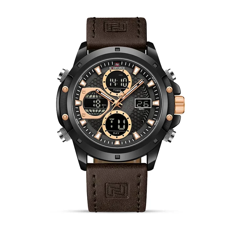 Naviforce NF9225 Dual-time Black Dial Men's Watch
